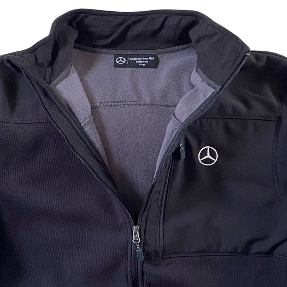 MERCEDES-BENZ USA COLLECTION MENS BLK FULL-ZIP WAFFLE GRID FLEECE JACKET XL NWOT - Picture 5 of 14